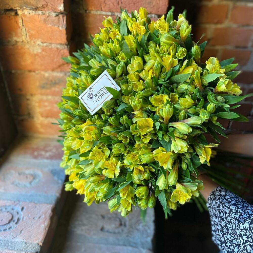 Букет из 101 жёлтой альстромерии 