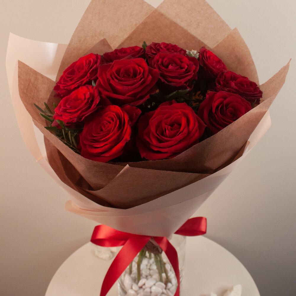 Гранатовые розы 11 шт